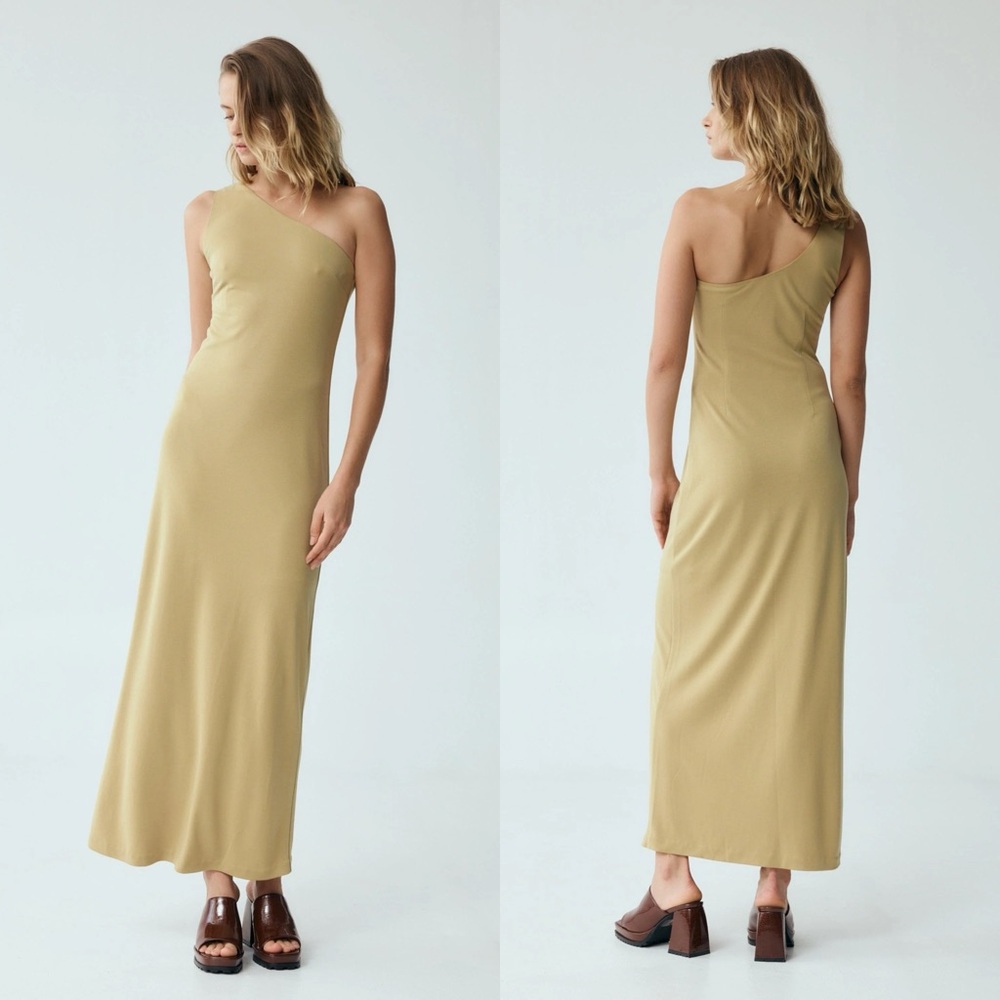 Third Form One Shoulder Maxi Dress Khaki Size US 8